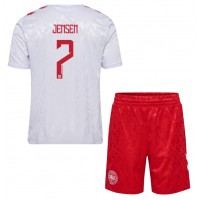 Maglie da calcio Danimarca Mathias Jensen #7 Seconda Maglia Bambino Europei 2024 Manica Corta (+ Pantaloni corti)